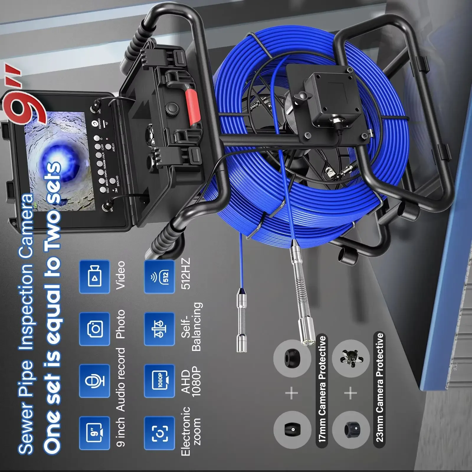 Камера для осмотра канализационных труб 9 дюймов IPS + бороскоп с двумя объективами 1080P + счетчик метража + кабель из стекловолокна 5/7 мм
Камера для осмотра канализационных труб 9 дюймов IPS + бороскоп с двумя объективами 1080P + счетчик метража + кабель из стекловолокна 5/7 мм