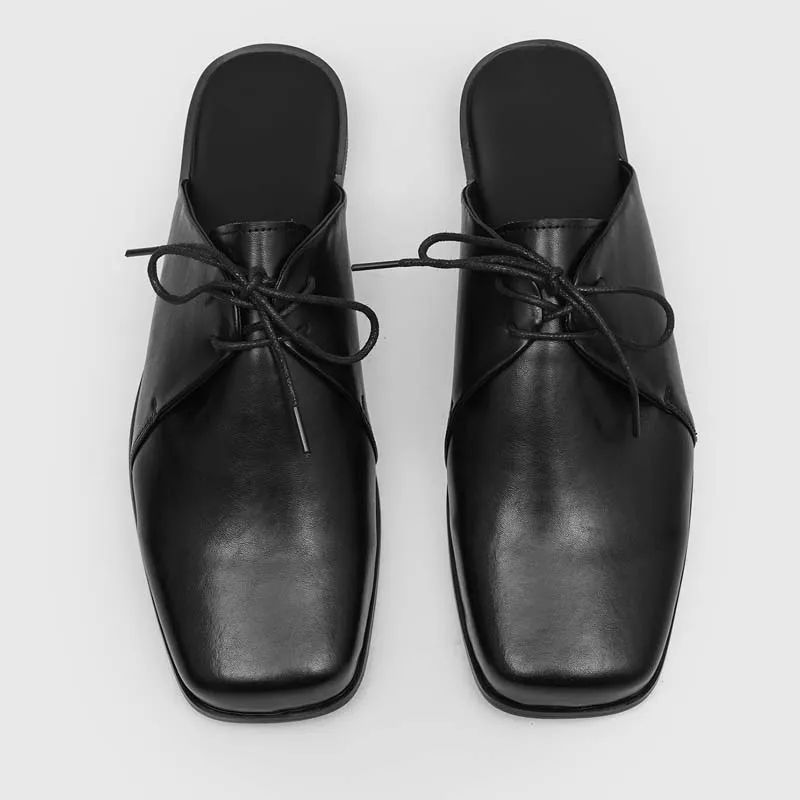 European American Style Summer Men Black Lace Up Fashionable Half Slippers Breathable Personalized Suitable for Street Commuting
European American Style Summer Men Black Lace Up Fashionable Half Slippers Breathable Personalized Suitable for Street Commuting