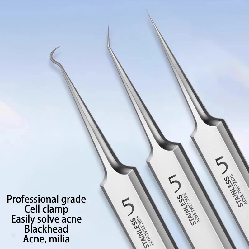 2/3 stainless steel tweezers, professional bean and blackhead clips, ladies' facial skin care pore and blackhead cleaning tools
2/3 stainless steel tweezers, professional bean and blackhead clips, ladies' facial skin care pore and blackhead cleaning tools