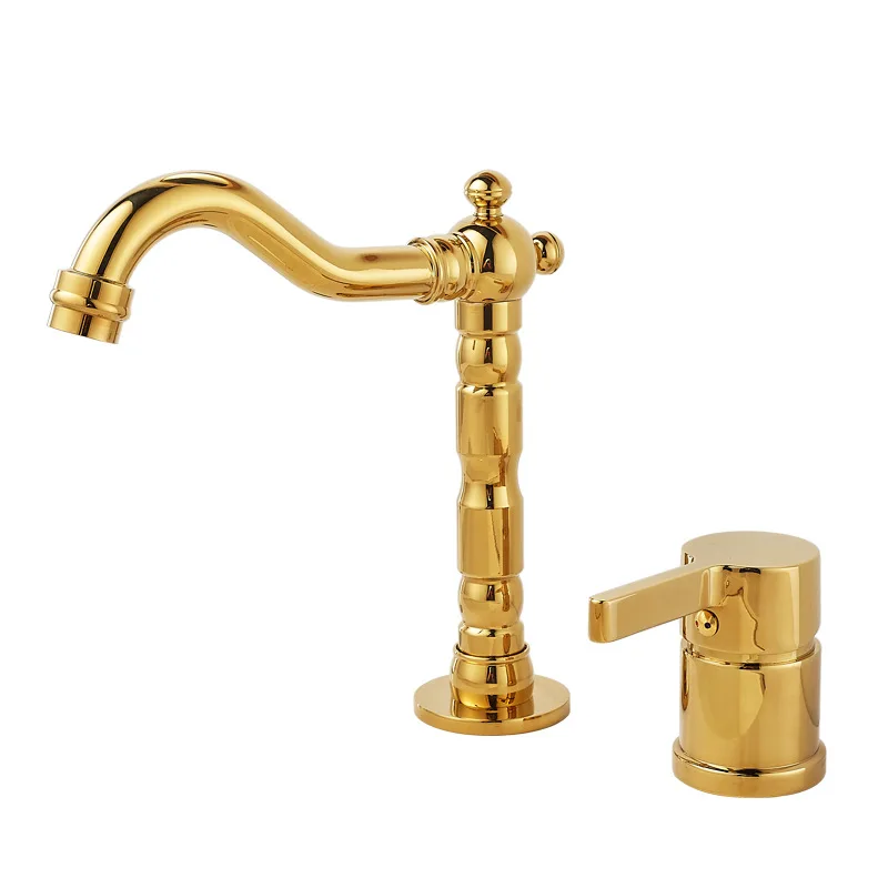 French gold brass double hole washbasin hot and cold faucet toilet bathroom cabinet washbasin single handle
French gold brass double hole washbasin hot and cold faucet toilet bathroom cabinet washbasin single handle