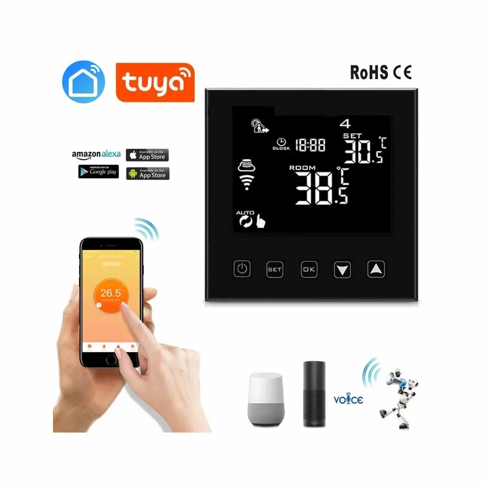 Manufacture OEM WiFi ZigBee Smart Programmable Thermostat Voice Control for Water/ Floor Gas Boiler
Manufacture OEM WiFi ZigBee Smart Programmable Thermostat Voice Control for Water/ Floor Gas Boiler