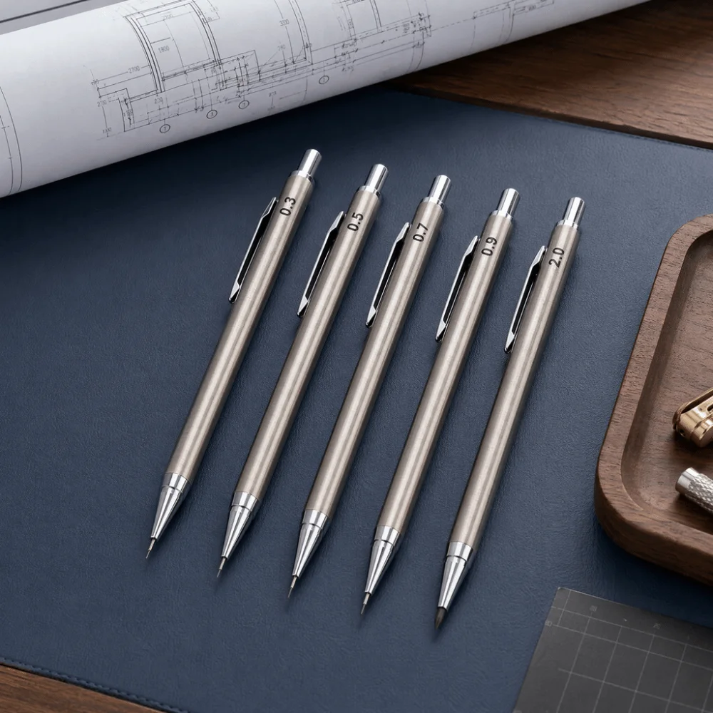 Full Metal Mechanical Pencil 2B 0.3/0.5/0.7/0.9/2.0mm Drafting Pencil Built-in Eraser Automatic Pencil Student & Drafting Use
Full Metal Mechanical Pencil 2B 0.3/0.5/0.7/0.9/2.0mm Drafting Pencil Built-in Eraser Automatic Pencil Student & Drafting Use