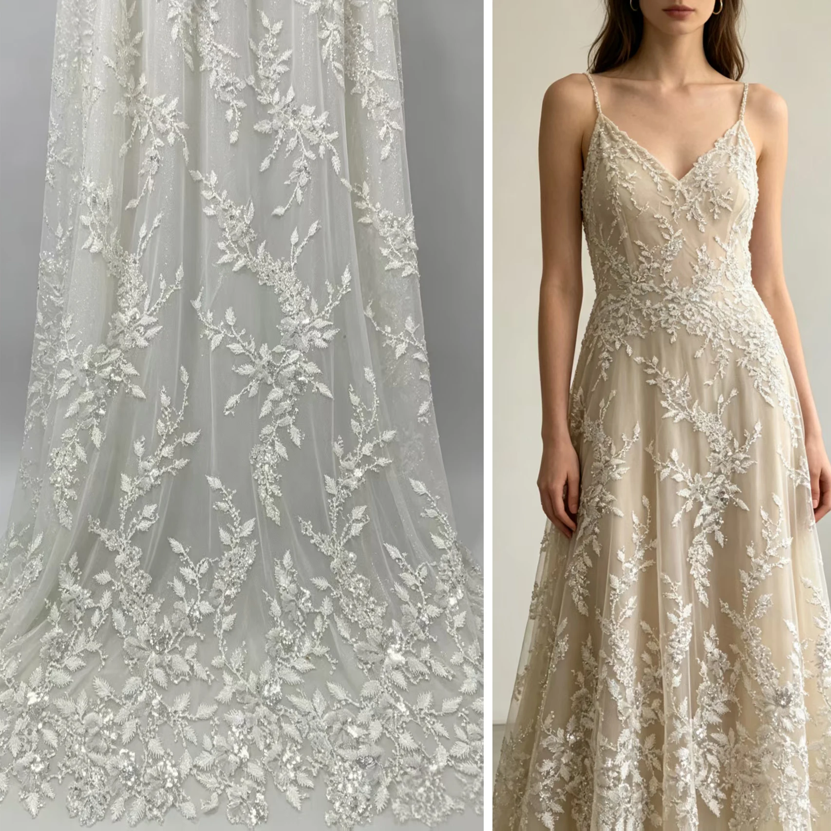 XILEI#15 Beaded Embroidery French Lace Fabric Light Luxury Women's Wedding Dress Clothing Decoration Exquisite
XILEI#15 Beaded Embroidery French Lace Fabric Light Luxury Women's Wedding Dress Clothing Decoration Exquisite