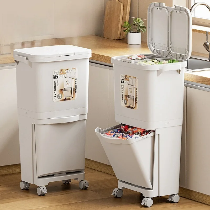 Dual Layer Sorting Trash Can Multi Compartment Waste Bin with Wheels for Kitchen Home Organization Convenient Home Furnishings
Dual Layer Sorting Trash Can Multi Compartment Waste Bin with Wheels for Kitchen Home Organization Convenient Home Furnishings