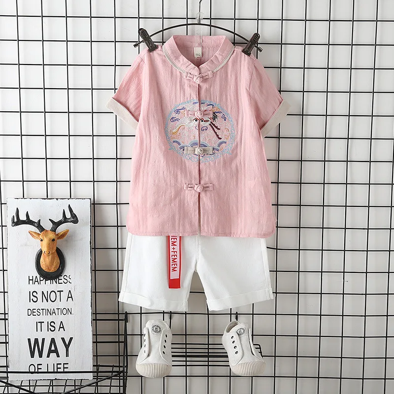 Summer New Children Cotton Embroidered Tang Suit Boys Chinese Lovely Clothing Kids Short Sleeve Hanfu Two Piece Set
Summer New Children Cotton Embroidered Tang Suit Boys Chinese Lovely Clothing Kids Short Sleeve Hanfu Two Piece Set