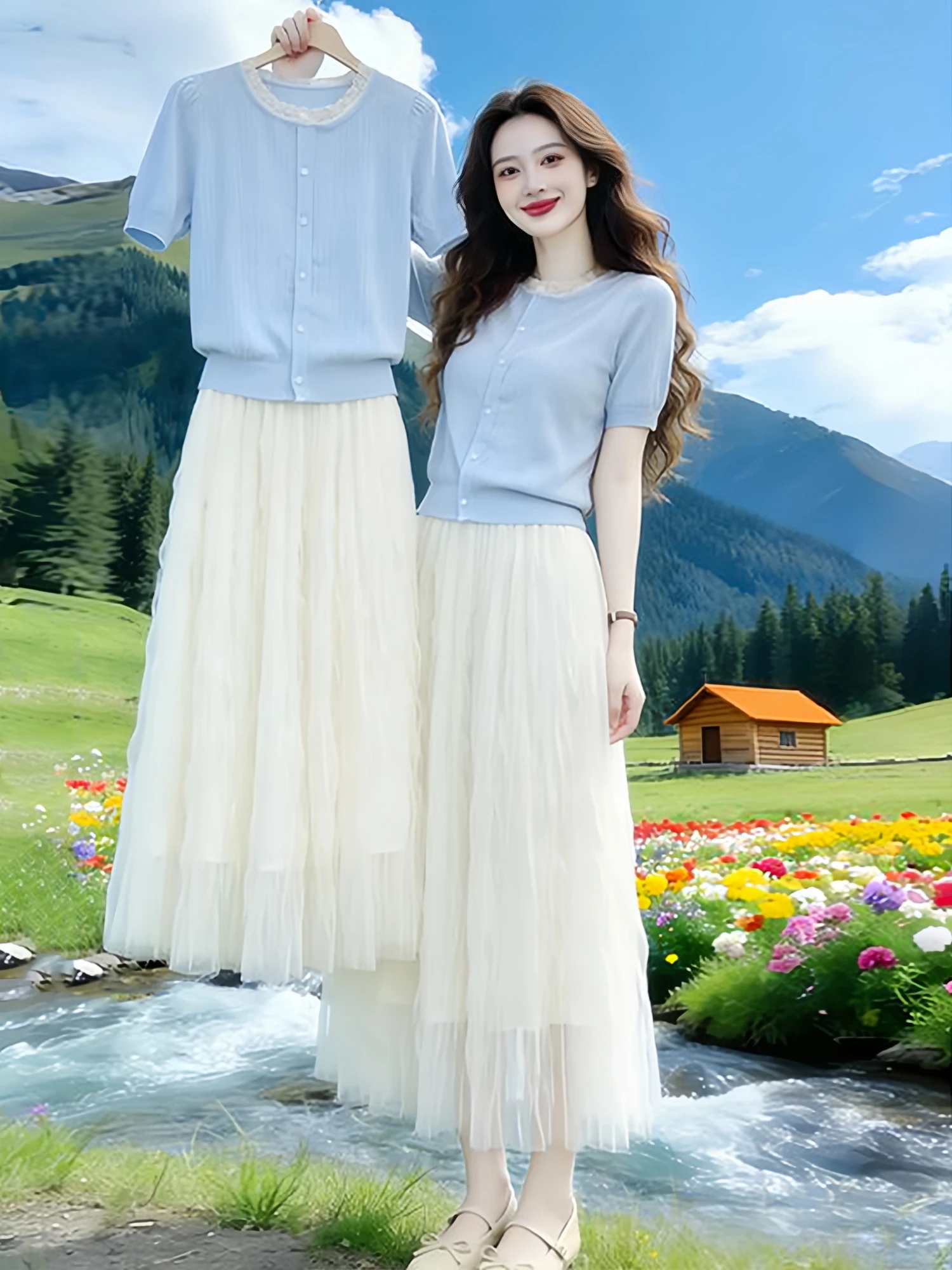 Unique Beautiful Blue Knitted Top And Mesh Skirt Two Piece Set Elegant Summer Fashion Casual Wear Polyester Fiber High W...
Unique Beautiful Blue Knitted Top And Mesh Skirt Two Piece Set Elegant Summer Fashion Casual Wear Polyester Fiber High W...