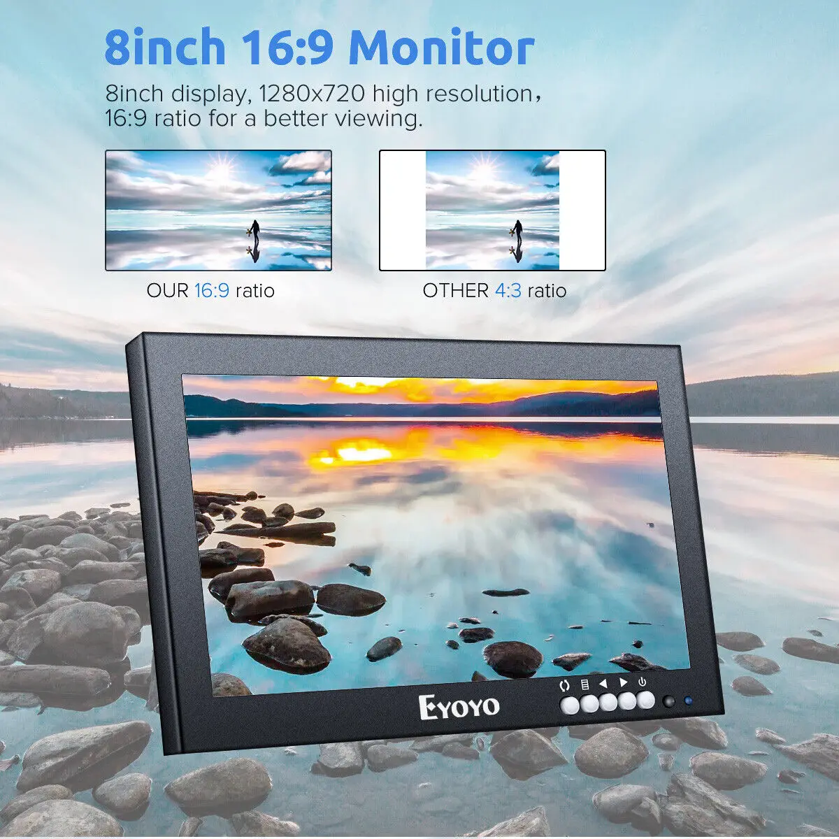 HDMI/VGA/AV/BNC-Eingangsmonitor 8-Zoll IPS 1280x720 16:9 Bildschirm für CCTV
HDMI/VGA/AV/BNC-Eingangsmonitor 8-Zoll IPS 1280x720 16:9 Bildschirm für CCTV