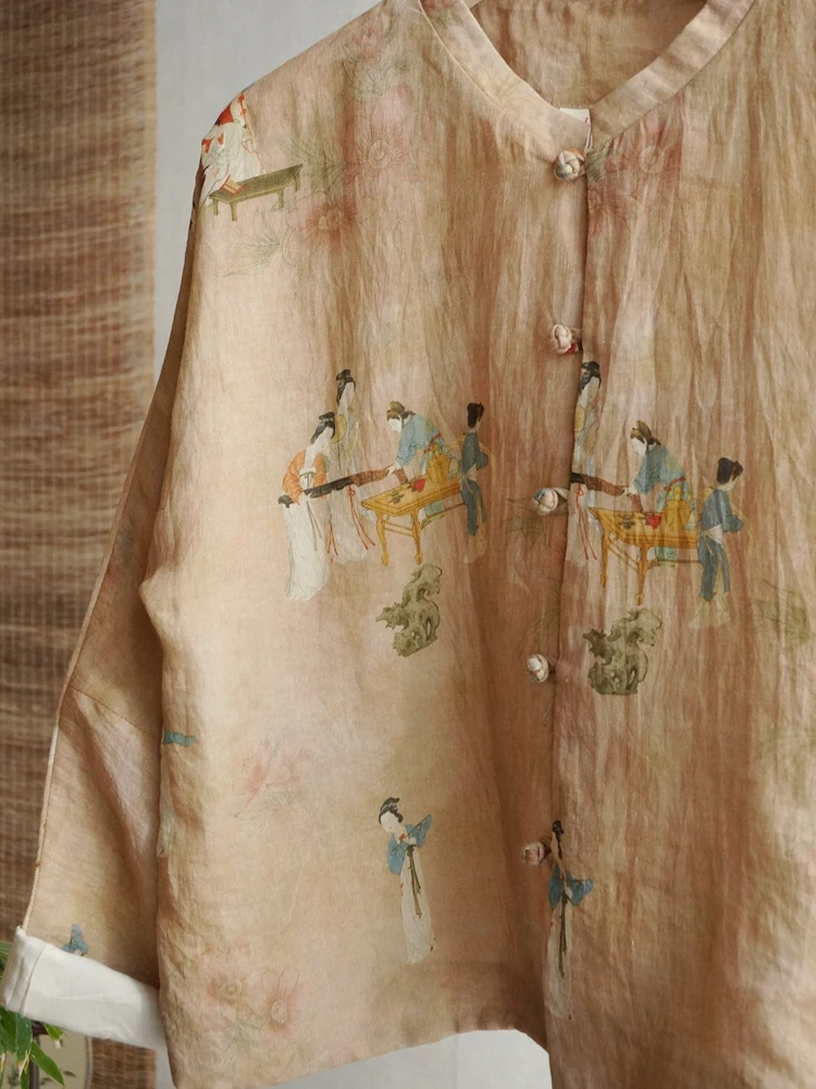 Liren Original Women's Thin Yellowish-Brown Silk Portrait Jacket New Chinese Tang Style Cotton Linen Spring Outerwear
Liren Original Women's Thin Yellowish-Brown Silk Portrait Jacket New Chinese Tang Style Cotton Linen Spring Outerwear
