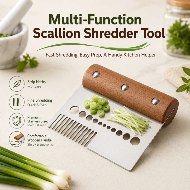 New 304 Stainless Steel Vegetable Cutter, Multifunctional Kitchen Slicer, Green Onion Shredder, Herb Leaf Stripper Tool
New 304 Stainless Steel Vegetable Cutter, Multifunctional Kitchen Slicer, Green Onion Shredder, Herb Leaf Stripper Tool