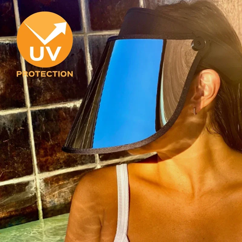Silver Headband Sun Cap UV400 Face Chrome Shield Full Face Cover Big Brim Hat for Women Men Outdoor Sport Driving Travel Visor
Silver Headband Sun Cap UV400 Face Chrome Shield Full Face Cover Big Brim Hat for Women Men Outdoor Sport Driving Travel Visor