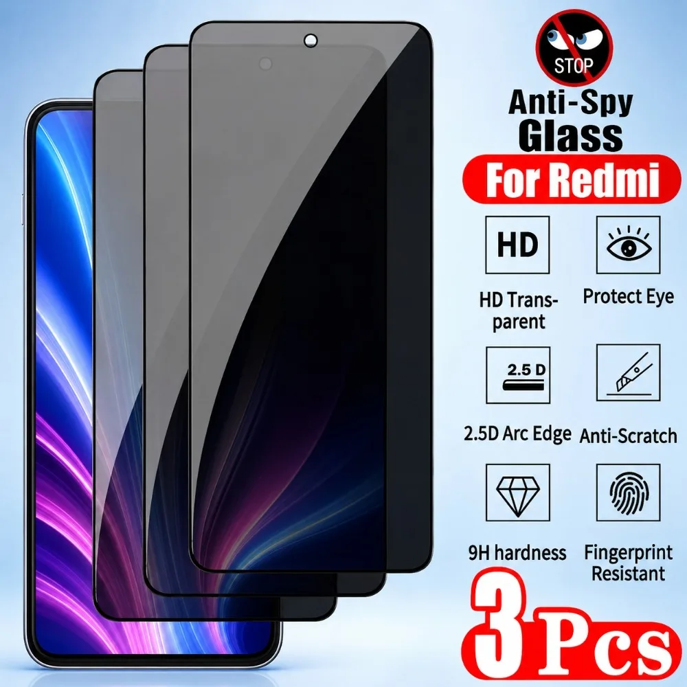 3Pcs Privacy Full Screen Protector for Redmi Note 15 Pro 5G 13 12 11 Pro 14S 11S 12S Tempered Glass for Redmi 14C 13C 12C 10A 9A
3Pcs Privacy Full Screen Protector for Redmi Note 15 Pro 5G 13 12 11 Pro 14S 11S 12S Tempered Glass for Redmi 14C 13C 12C 10A 9A