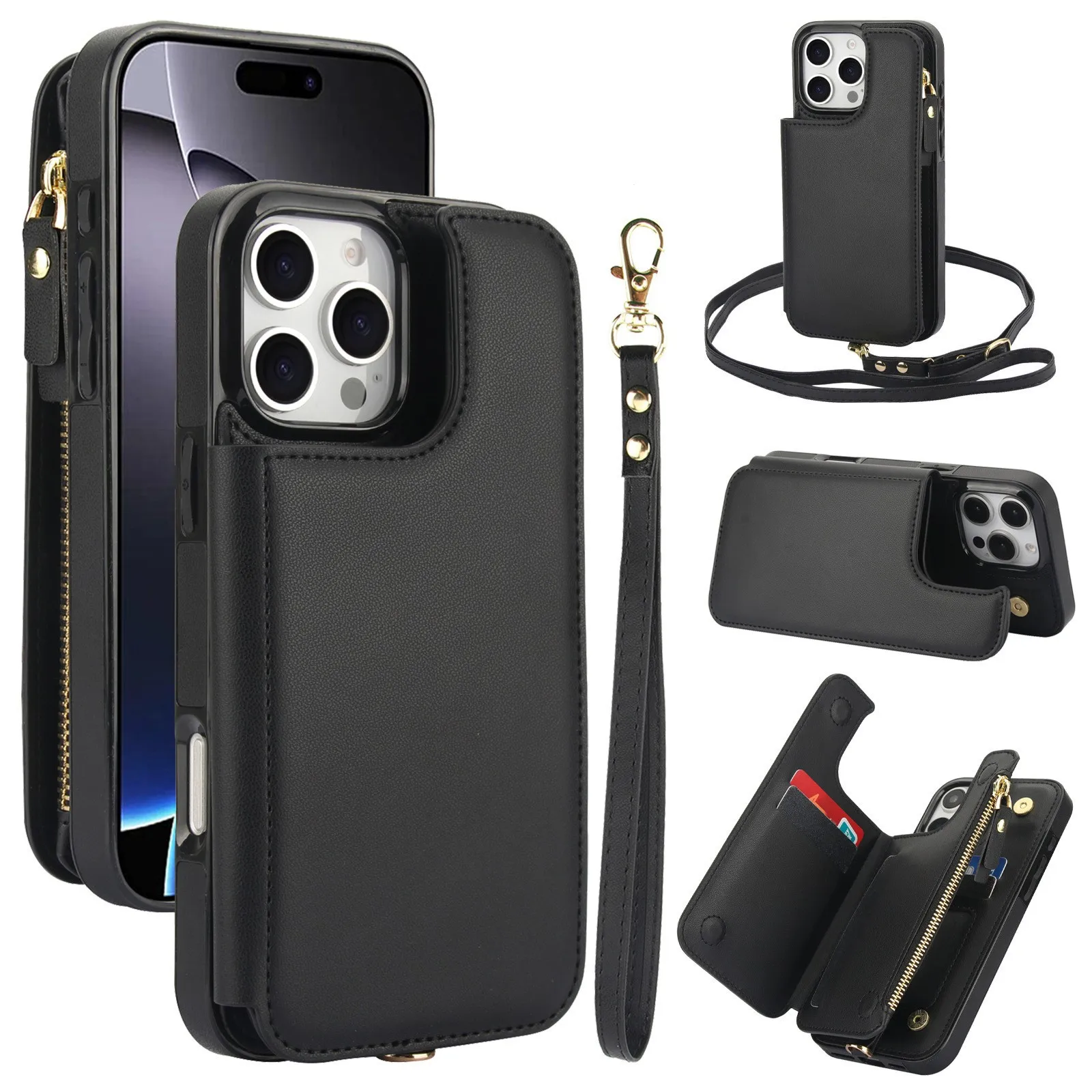 Applicable to iPhone 16 anti-theft phone case, Apple 15PRO cross-body card holder with anti-drop zipper bag, phone cover 14
Applicable to iPhone 16 anti-theft phone case, Apple 15PRO cross-body card holder with anti-drop zipper bag, phone cover 14