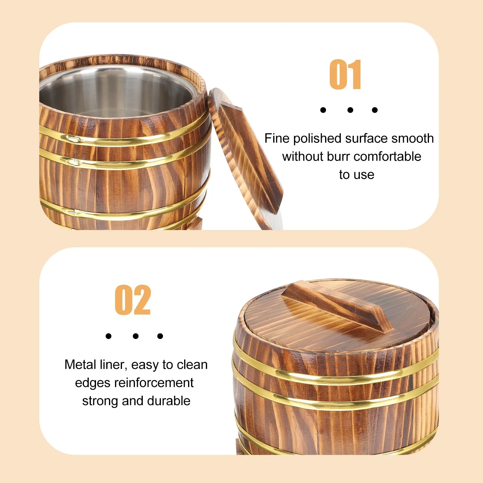 Rice Steamer Steamed Bucket Household Wood Round Shaped Container Wooden with Lid Stainless Steel
Rice Steamer Steamed Bucket Household Wood Round Shaped Container Wooden with Lid Stainless Steel