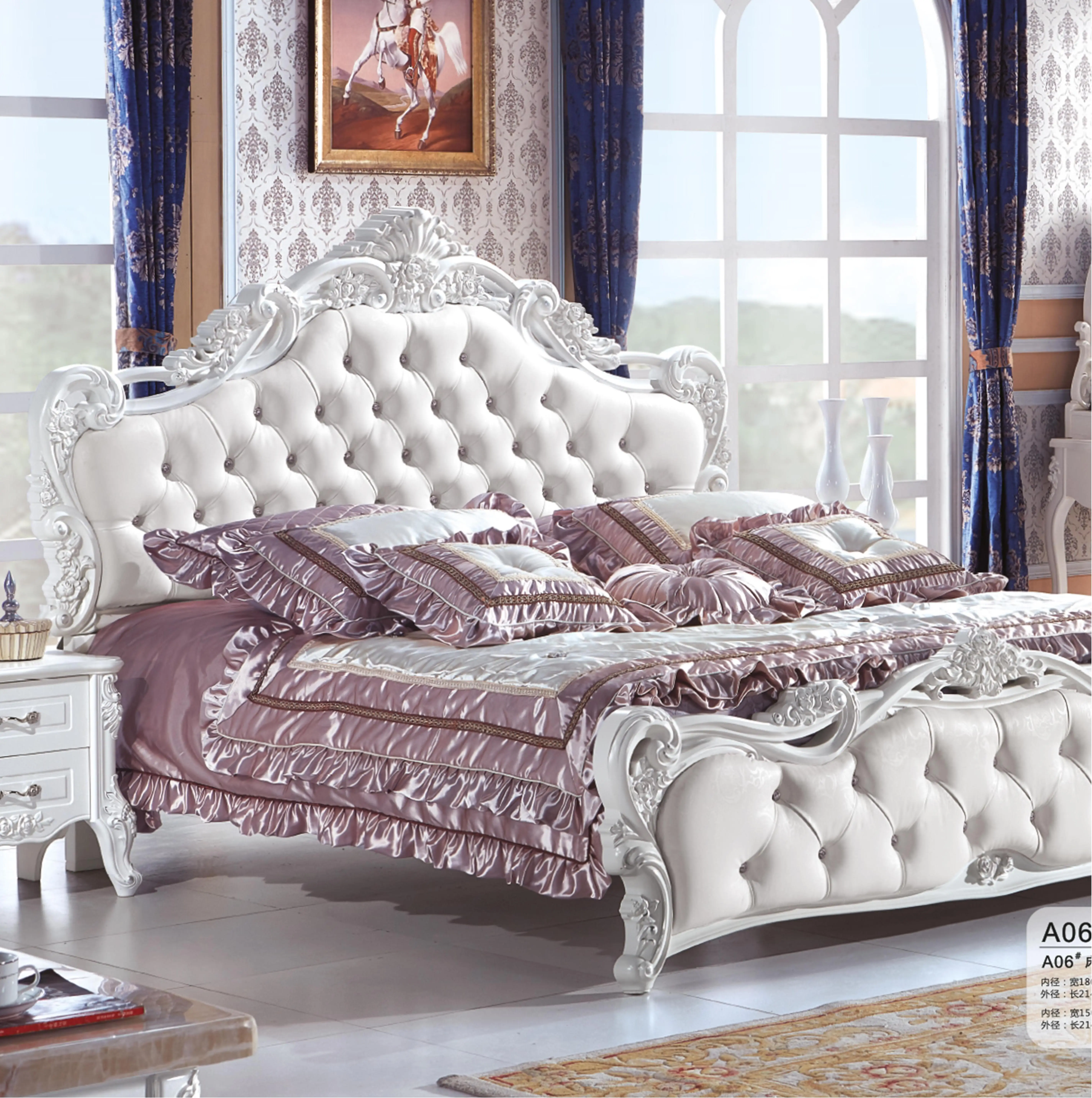 For European Luxury King Size Leather Fabric Bed French New Design Carved ABS Bedroom Furniture Bed Set for Home Hotel Villa
For European Luxury King Size Leather Fabric Bed French New Design Carved ABS Bedroom Furniture Bed Set for Home Hotel Villa