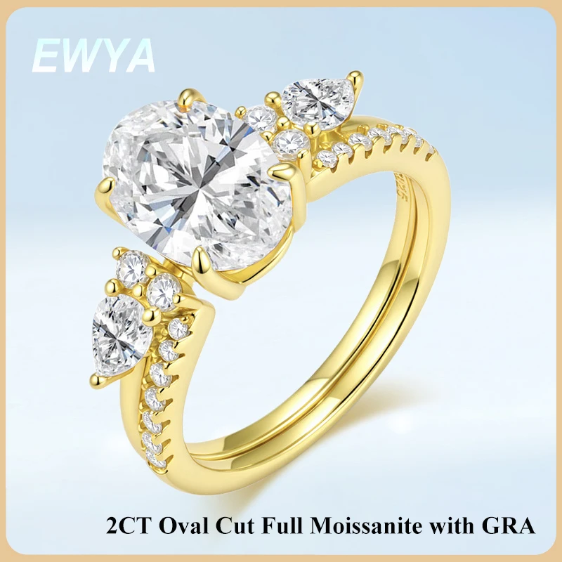 EWYA 2pcs Stackable Moissanite Rings 2CT Oval Dove Egg Engagement Bands Women S925 Silver Party Bridal Wedding Band Jewelry Gift
EWYA 2pcs Stackable Moissanite Rings 2CT Oval Dove Egg Engagement Bands Women S925 Silver Party Bridal Wedding Band Jewelry Gift