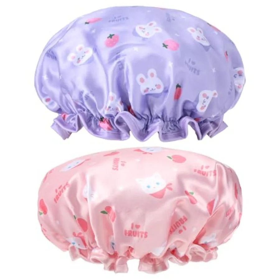 Shower Caps, 2 PCS Pink and Purple Waterproof Double Layers Shower Caps Cute Rabbit Bonnets Elastic Band Bonnet Satin and Eva S
Shower Caps, 2 PCS Pink and Purple Waterproof Double Layers Shower Caps Cute Rabbit Bonnets Elastic Band Bonnet Satin and Eva S