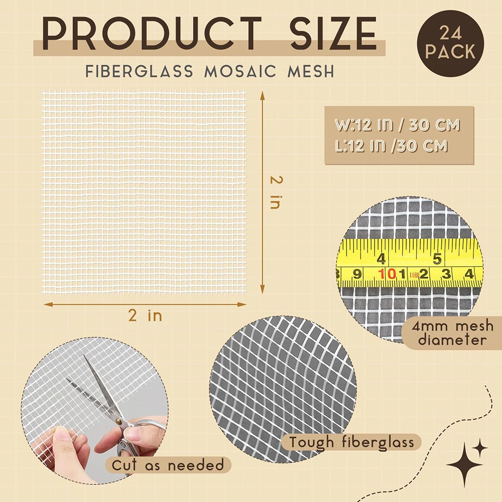 Сетка из стекловолокна для мозаики 12x12 дюймов, 24 шт., с ячейками 4 мм, для подложки под плитку, для поделок и декора пола
Сетка из стекловолокна для мозаики 12x12 дюймов, 24 шт., с ячейками 4 мм, для подложки под плитку, для поделок и декора пола