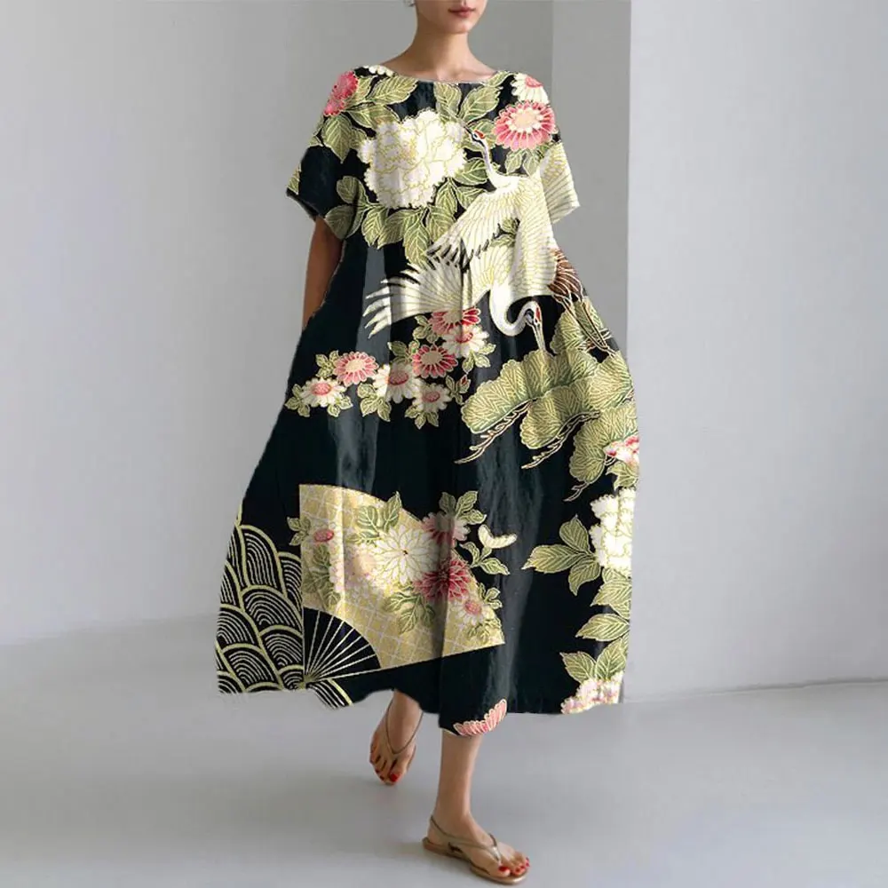 2024 New Daily Casual Dress Ladies Plus-Size Loose Crew Neck Pocket Dress Fashion Floral Print Short Sleeve Elegant Long Dress
2024 New Daily Casual Dress Ladies Plus-Size Loose Crew Neck Pocket Dress Fashion Floral Print Short Sleeve Elegant Long Dress
