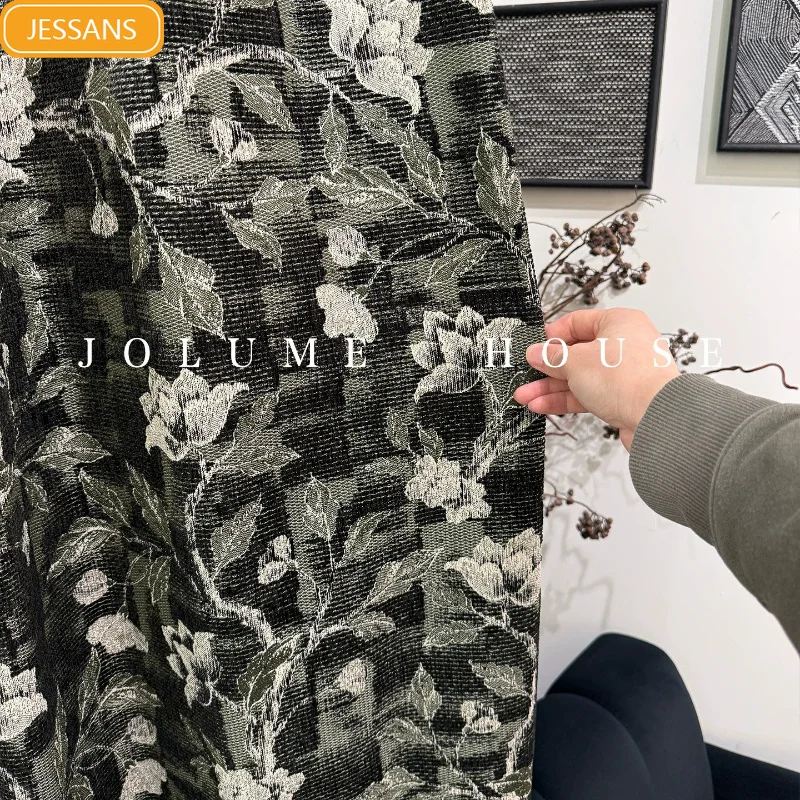 Vintage Dark Green Magnolia Jacquard Thickened Chenille Curtains for Living Room and Bedroom Customized Products
Vintage Dark Green Magnolia Jacquard Thickened Chenille Curtains for Living Room and Bedroom Customized Products