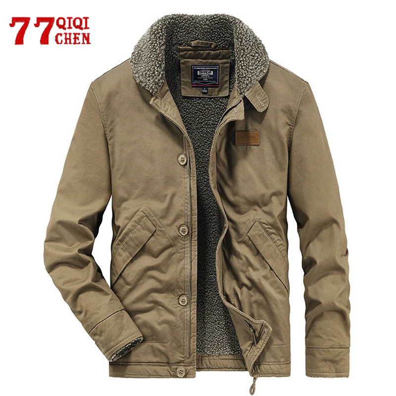 Winter Tactical Jacket Men 100% Cotton Fleece Lamb Wool Turndown Collar Casual Jackets Fashion Loose Outdoor Coat Plus Size 4XL
Winter Tactical Jacket Men 100% Cotton Fleece Lamb Wool Turndown Collar Casual Jackets Fashion Loose Outdoor Coat Plus Size 4XL
