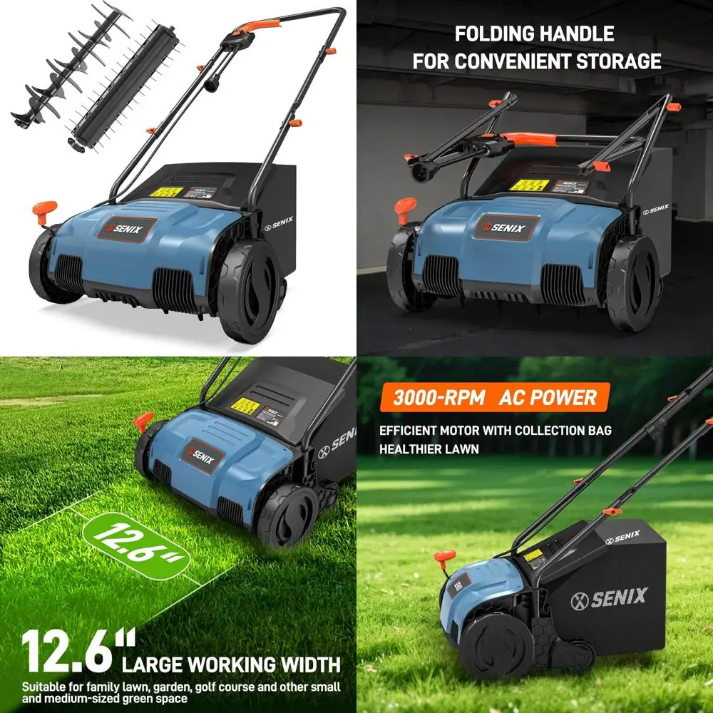 Corded Electric Dethatcher and Scarifier, 12 Amp, 13-Inch for Lawn Care - Removes Thatch and Improves Grass Health
Corded Electric Dethatcher and Scarifier, 12 Amp, 13-Inch for Lawn Care - Removes Thatch and Improves Grass Health