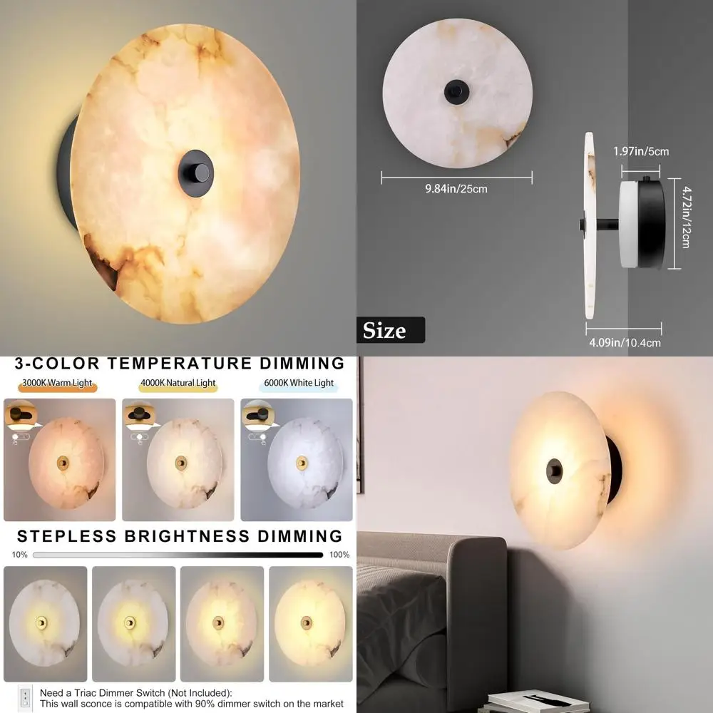 Modern 9.84 Round Alabaster Sconce with Dimmable LED Light, Suitable for Bedroom, Living Room, and Hallway
Modern 9.84 Round Alabaster Sconce with Dimmable LED Light, Suitable for Bedroom, Living Room, and Hallway