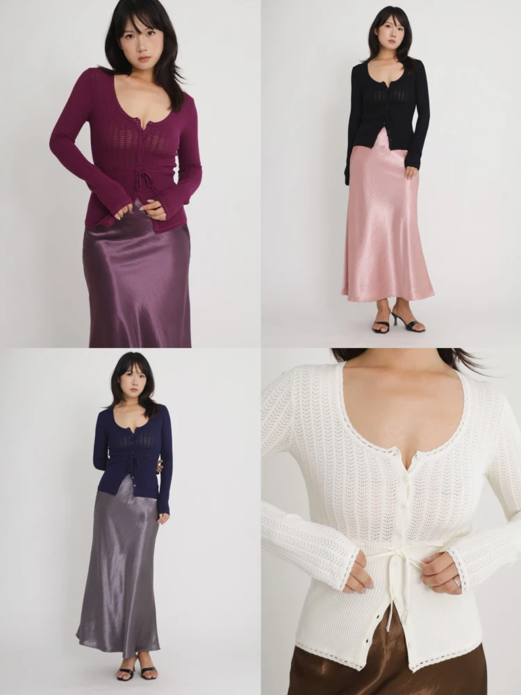 Женский кардиган с высокой талией, поясом и одной пуговицей, приятный к телу, в стиле ретро, с длинными рукавами, ажурный, с защитой от скатывания, дизайн с вырезами.
Женский кардиган с высокой талией, поясом и одной пуговицей, приятный к телу, в стиле ретро, с длинными рукавами, ажурный, с защитой от скатывания, дизайн с вырезами.