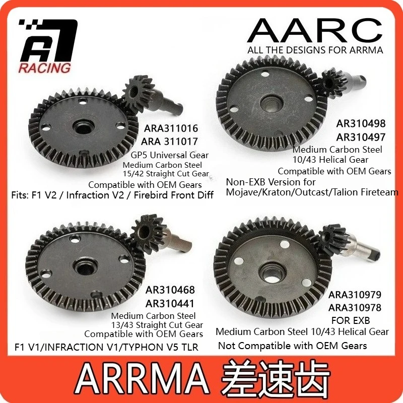 ARRMA Differential Gear Set - Spur Gear, Transmission Gear, Bevel Gear & Drive Shaft Gear - Upgrade Replacement Parts for RC Car
ARRMA Differential Gear Set - Spur Gear, Transmission Gear, Bevel Gear & Drive Shaft Gear - Upgrade Replacement Parts for RC Car