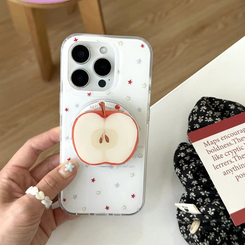 Полноэкранный чехол с цветными звездами и нарезанными яблоками с держателем, чехол для телефона с магнитной беспроводной зарядкой для iPhone 16, 15, 14, 13 Pro Max 
Полноэкранный чехол с цветными звездами и нарезанными яблоками с держателем, чехол для телефона с магнитной беспроводной зарядкой для iPhone 16, 15, 14, 13 Pro Max