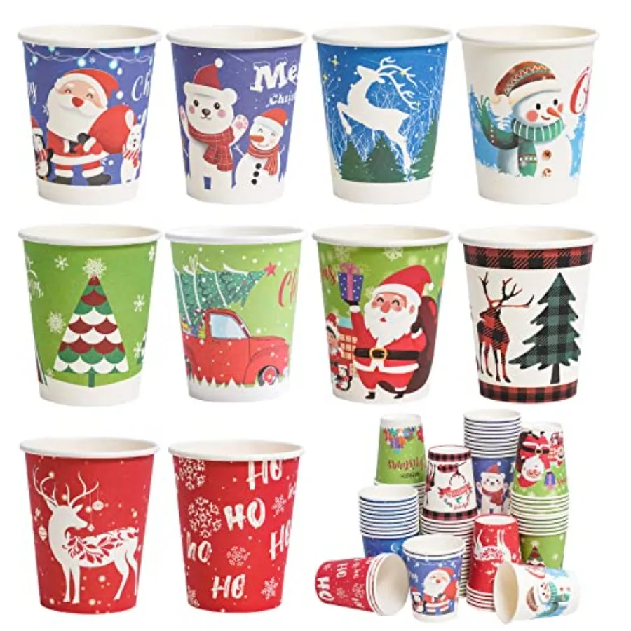 Christmas Cups - 9 oz Disposable Paper Coffee/Tea Cups, 10 Holiday Designs, 50 Pack Party Supplies for Hot and Cold Drinks
Christmas Cups - 9 oz Disposable Paper Coffee/Tea Cups, 10 Holiday Designs, 50 Pack Party Supplies for Hot and Cold Drinks