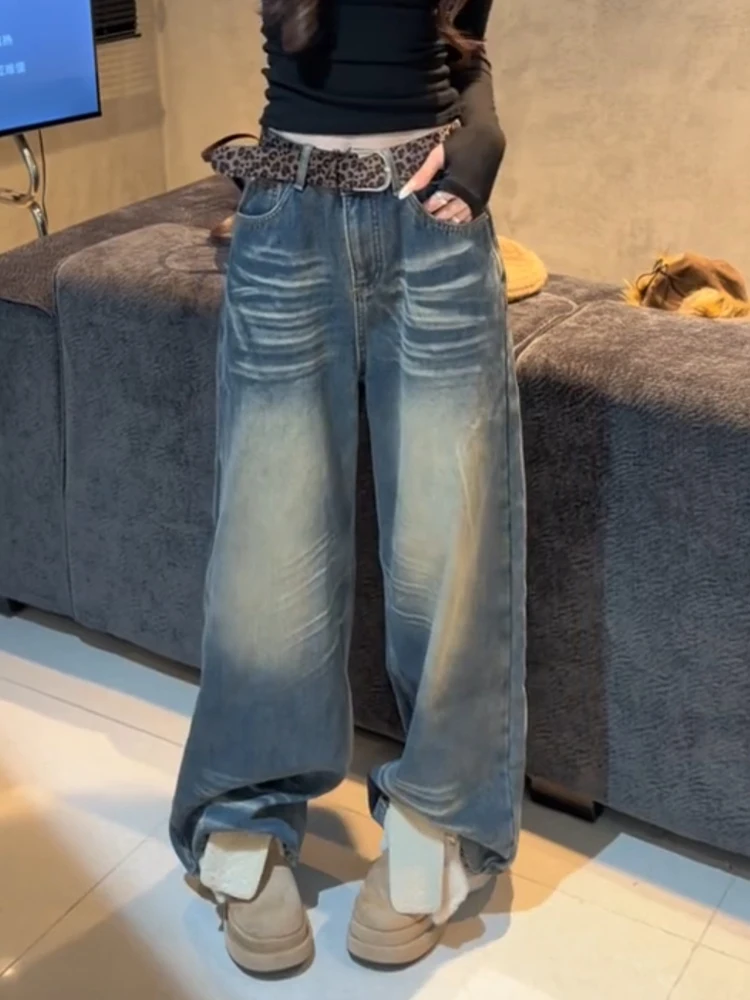 American Style Lazy Girl Loose Denim Jeans Women's Vintage Fashion Washed Distressed Pleated Floor-Length Pants
American Style Lazy Girl Loose Denim Jeans Women's Vintage Fashion Washed Distressed Pleated Floor-Length Pants