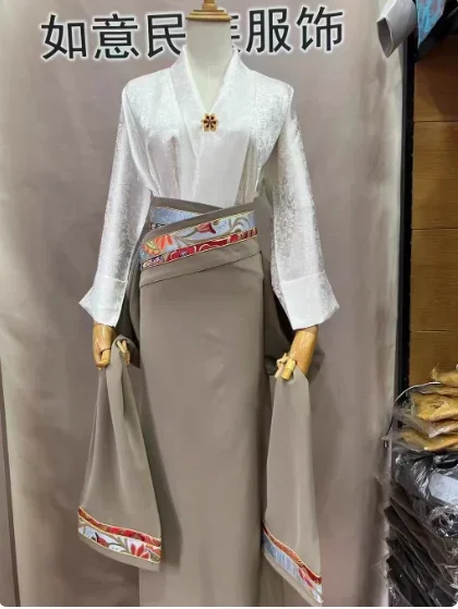 Chinese Xizang Women's Slim Skirt Dance Wrap Dress Set
Chinese Xizang Women's Slim Skirt Dance Wrap Dress Set