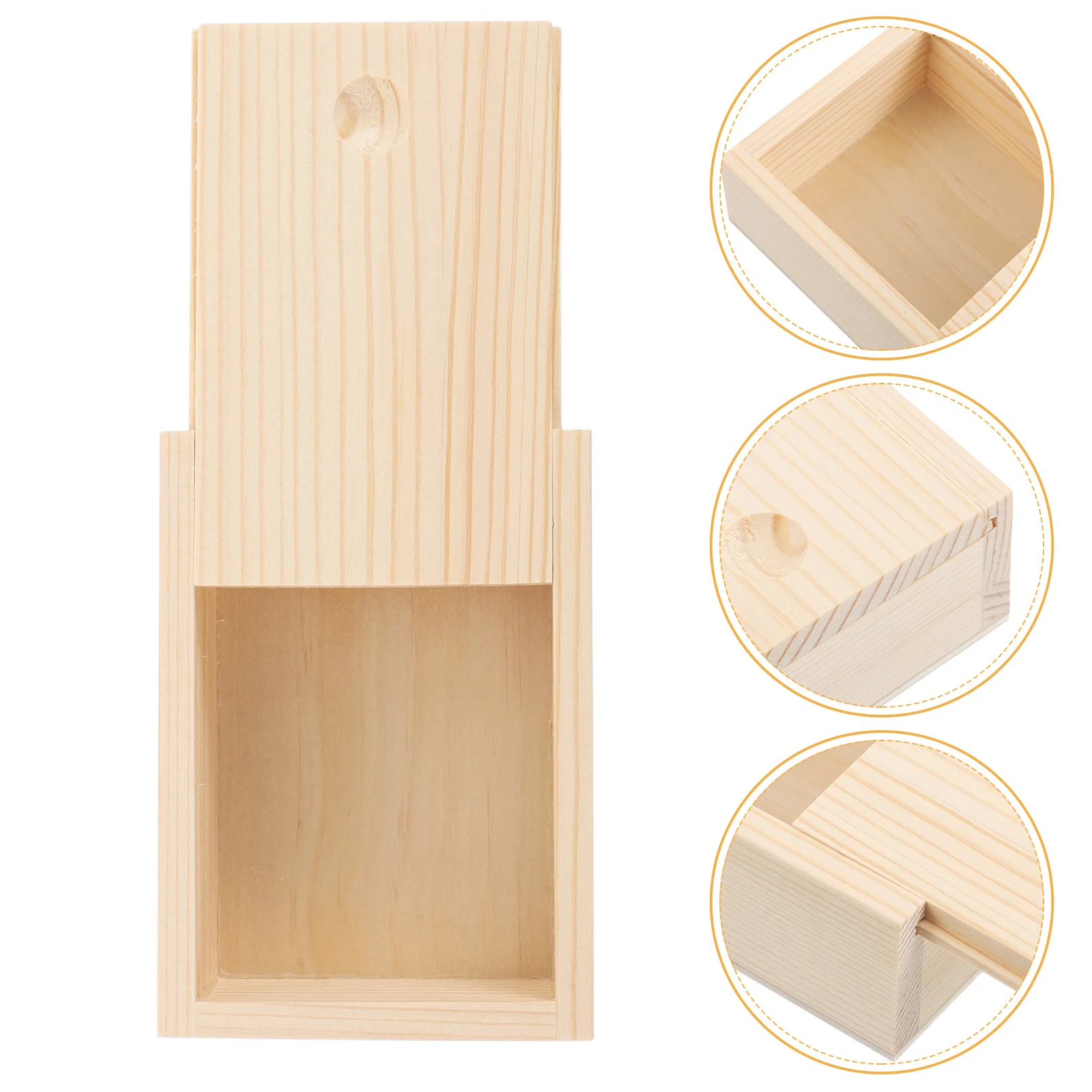 Small Wooden Storage Box Slide Lid for Jewelry Cards Multi-Functional Keepsake Case Minimalist Design Desk Organization