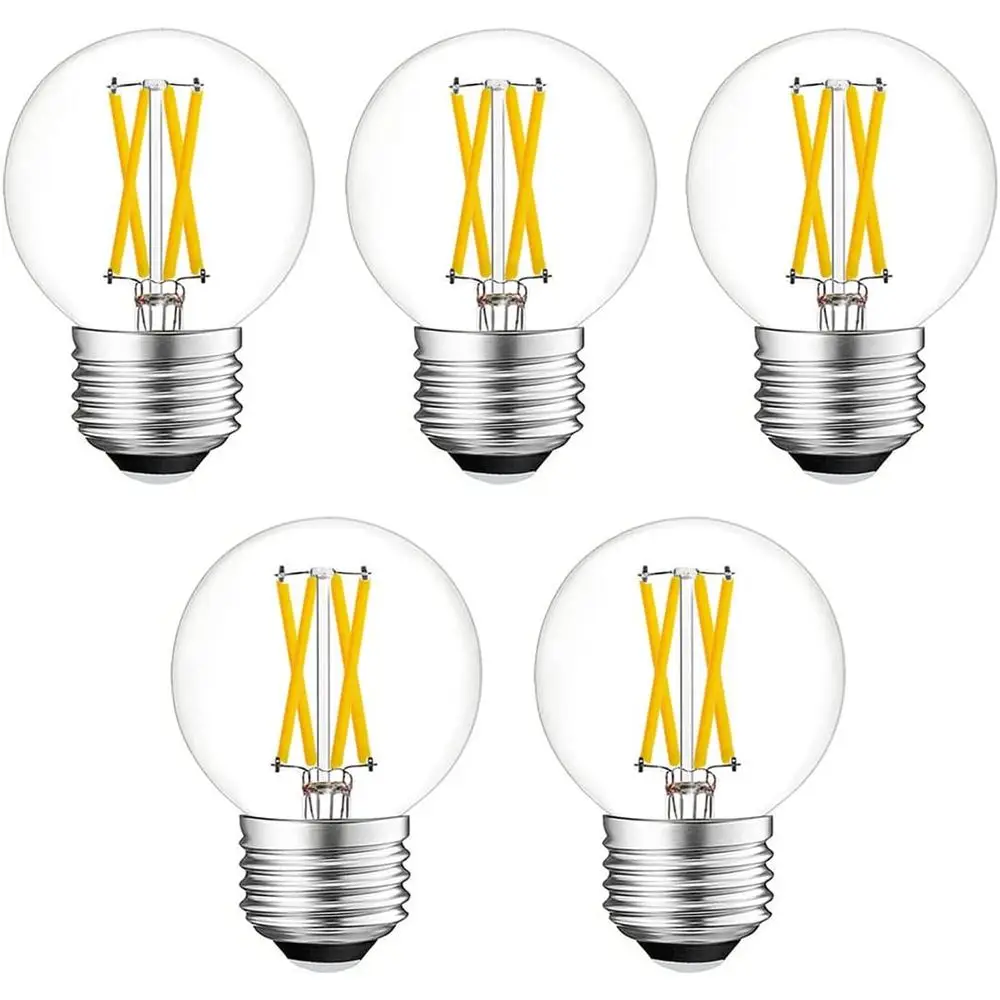 5-Pack 4W Dimmable LED Mini Globe Bulbs, 3000K Warm White, 40W Equivalent for Pendant Fixtures and Vanity Lights
5-Pack 4W Dimmable LED Mini Globe Bulbs, 3000K Warm White, 40W Equivalent for Pendant Fixtures and Vanity Lights