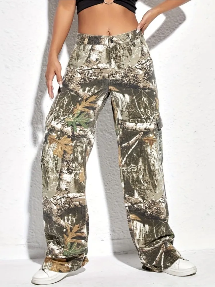 Autumn Fashion Camouflage Print Straight Pants Women High Waisted Button Pocket Loose Trousers Casual Female Sporty Bottoms
Autumn Fashion Camouflage Print Straight Pants Women High Waisted Button Pocket Loose Trousers Casual Female Sporty Bottoms