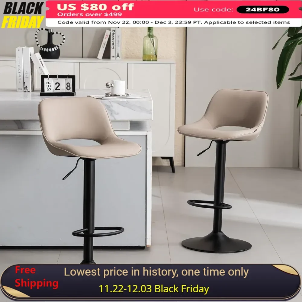 Bar Stools Set of 2, Adjustable Counter Height Bar Stools, Faux Leather Upholstered Stools with Back, Swivel Barstools
Bar Stools Set of 2, Adjustable Counter Height Bar Stools, Faux Leather Upholstered Stools with Back, Swivel Barstools