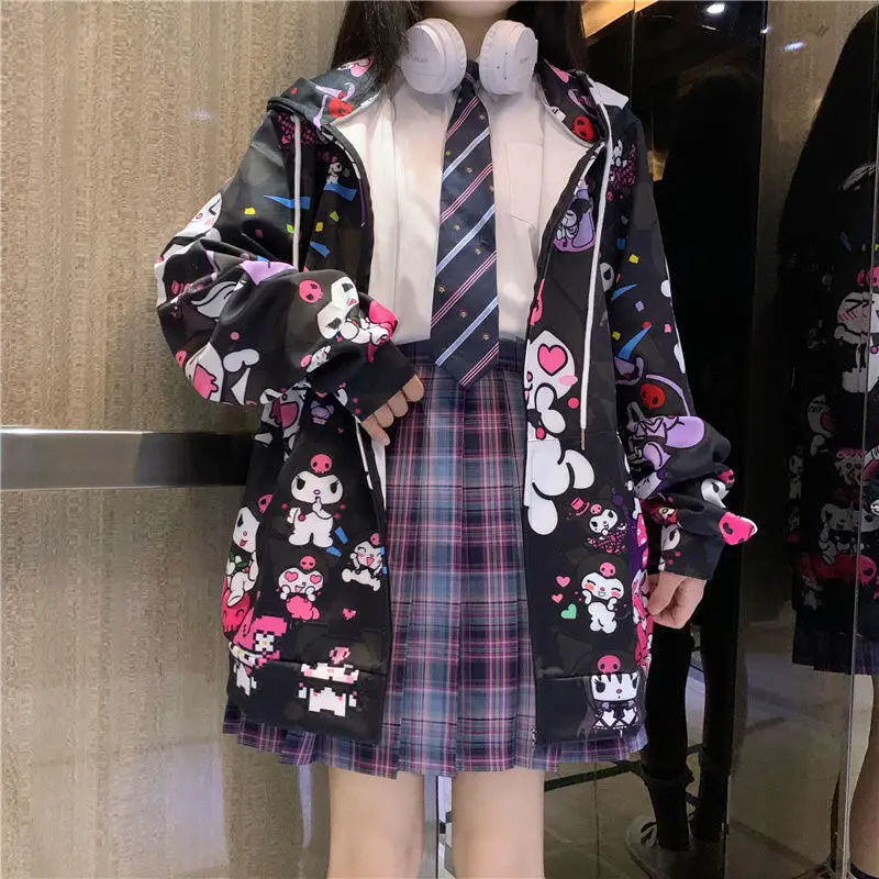 Sanrios Kawaii Jacket Kuromi Cute Cardigan Long Sleeve Loose Fashion Casual New Style Trend College Style Gift for Girlfriend
Sanrios Kawaii Jacket Kuromi Cute Cardigan Long Sleeve Loose Fashion Casual New Style Trend College Style Gift for Girlfriend