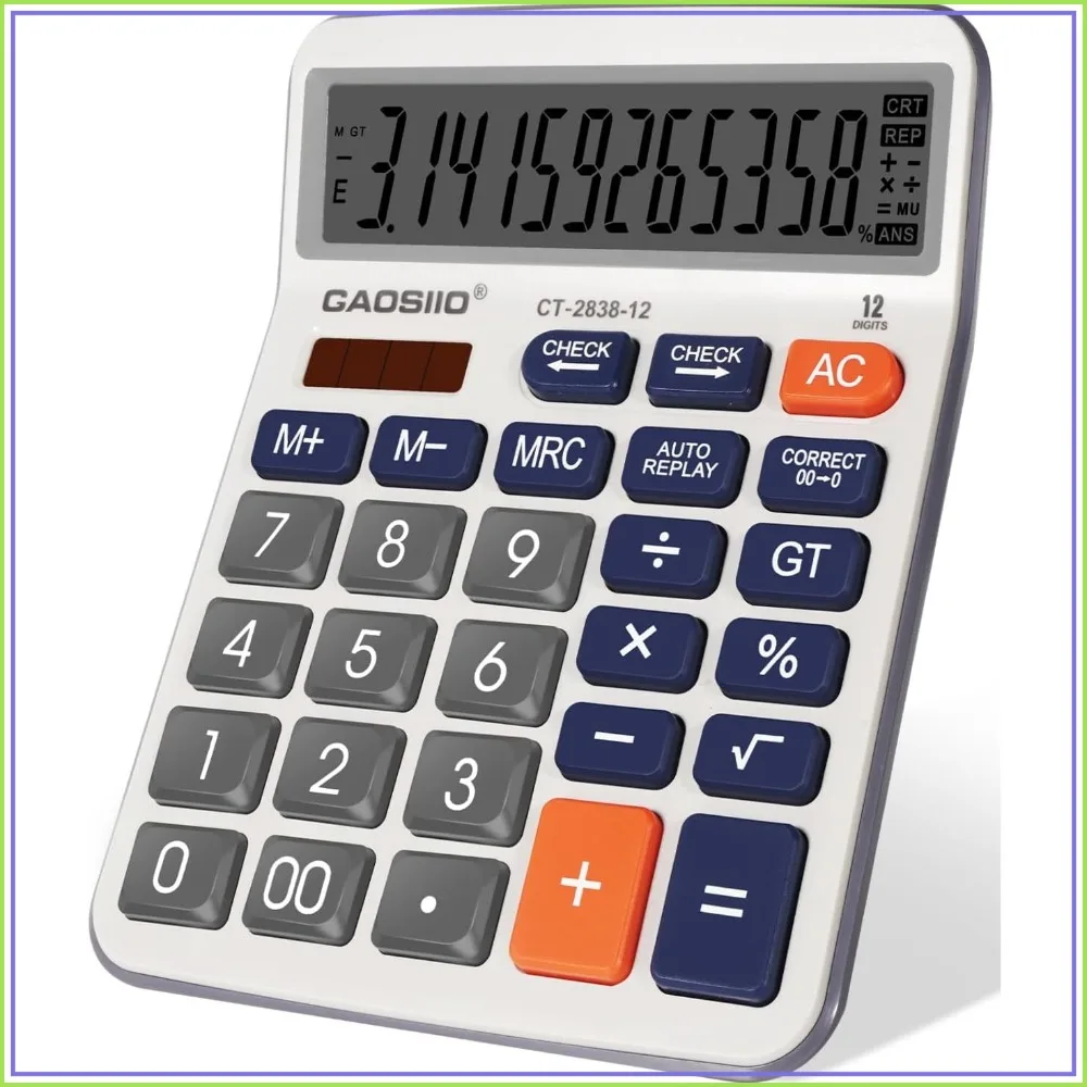 Extra Large 5" LCD Desktop Calculator, 12 Digits, Big Buttons, Solar & Battery Dual Power, for Office School Home (Blue)
Extra Large 5" LCD Desktop Calculator, 12 Digits, Big Buttons, Solar & Battery Dual Power, for Office School Home (Blue)