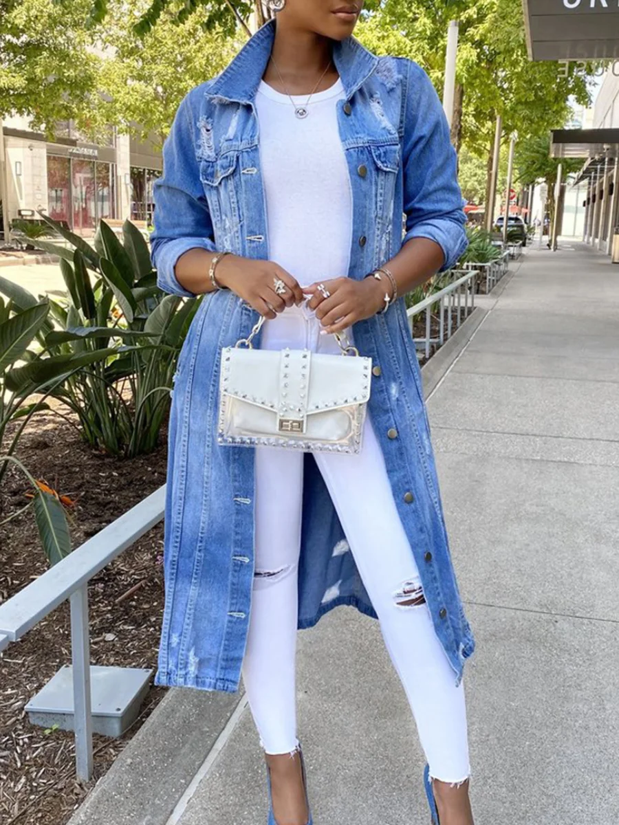 Robe Ripped Denim Jackets for Women 2023 Autumn New Denim Long Windbreaker Coat Hole Long Sleeve Coat Streetwear Y2K
Robe Ripped Denim Jackets for Women 2023 Autumn New Denim Long Windbreaker Coat Hole Long Sleeve Coat Streetwear Y2K