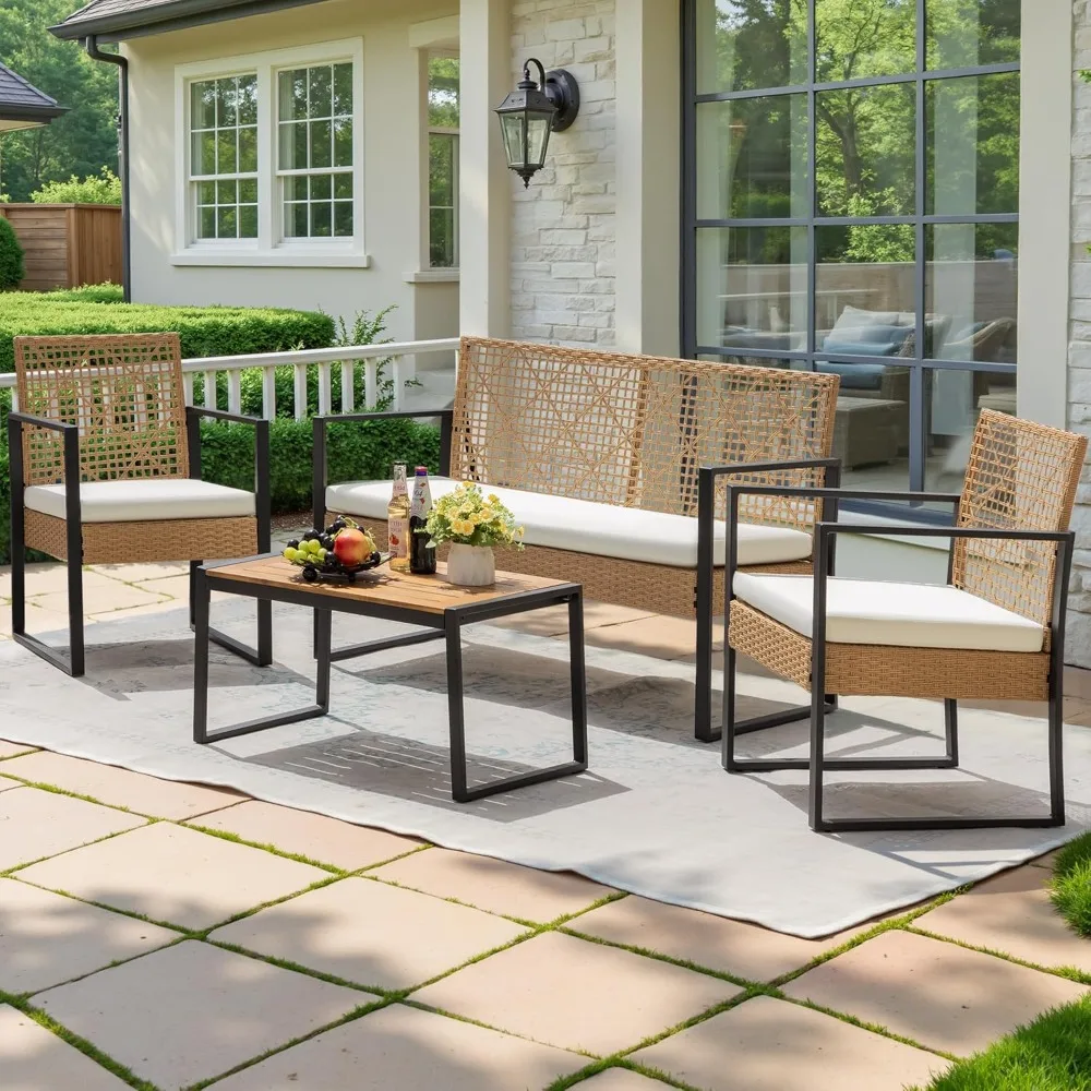 Outdoor Patio Furniture Sets 4 Piece Bistro Sofa Set with Acacia Wood Coffee Table and Cushions, Cool & Breathable for Garden
Outdoor Patio Furniture Sets 4 Piece Bistro Sofa Set with Acacia Wood Coffee Table and Cushions, Cool & Breathable for Garden
