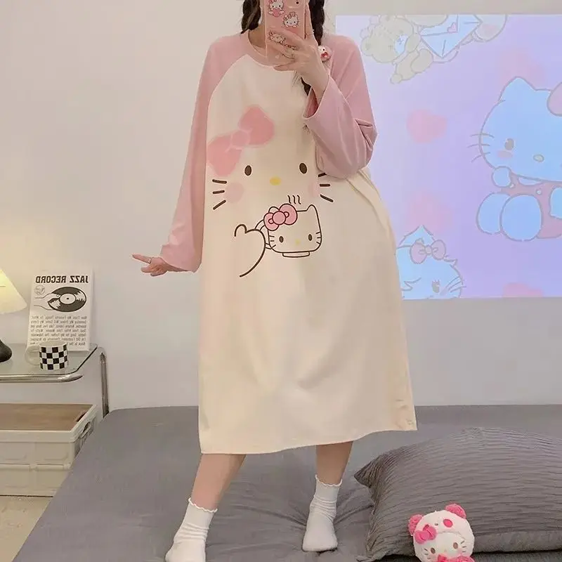 Sanrio Cute Pajamas Dress Hello Kitty Sleeping Skirt Summer Night Skirt Long Sleeve Long Dresses Sleepwear Student Home Wear New
Sanrio Cute Pajamas Dress Hello Kitty Sleeping Skirt Summer Night Skirt Long Sleeve Long Dresses Sleepwear Student Home Wear New