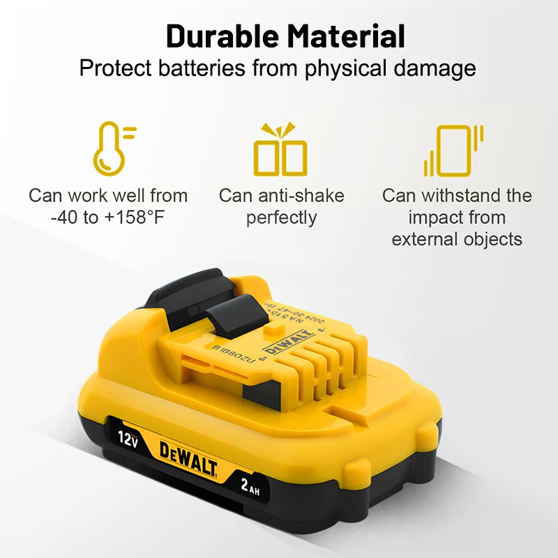 For DCB122 DCB126 Dewalt 12v 2Ah 5Ah Battery Lithium Ion Rechargeable Replacement Power Electric Cordless Portable Tools
For DCB122 DCB126 Dewalt 12v 2Ah 5Ah Battery Lithium Ion Rechargeable Replacement Power Electric Cordless Portable Tools