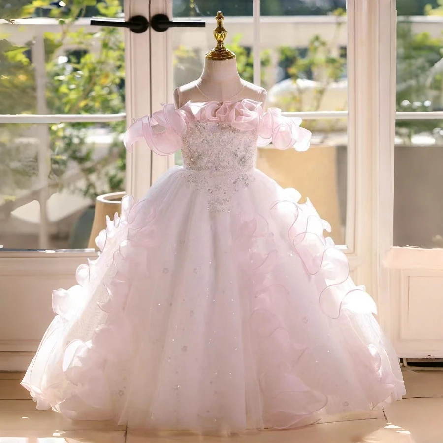 Girls Pink Princess Tulle Dress Off Shoulder Ruffle Sparkly Sequin Lace Up for Cake Smash Birthday Wedding Flower Girl Party
Girls Pink Princess Tulle Dress Off Shoulder Ruffle Sparkly Sequin Lace Up for Cake Smash Birthday Wedding Flower Girl Party