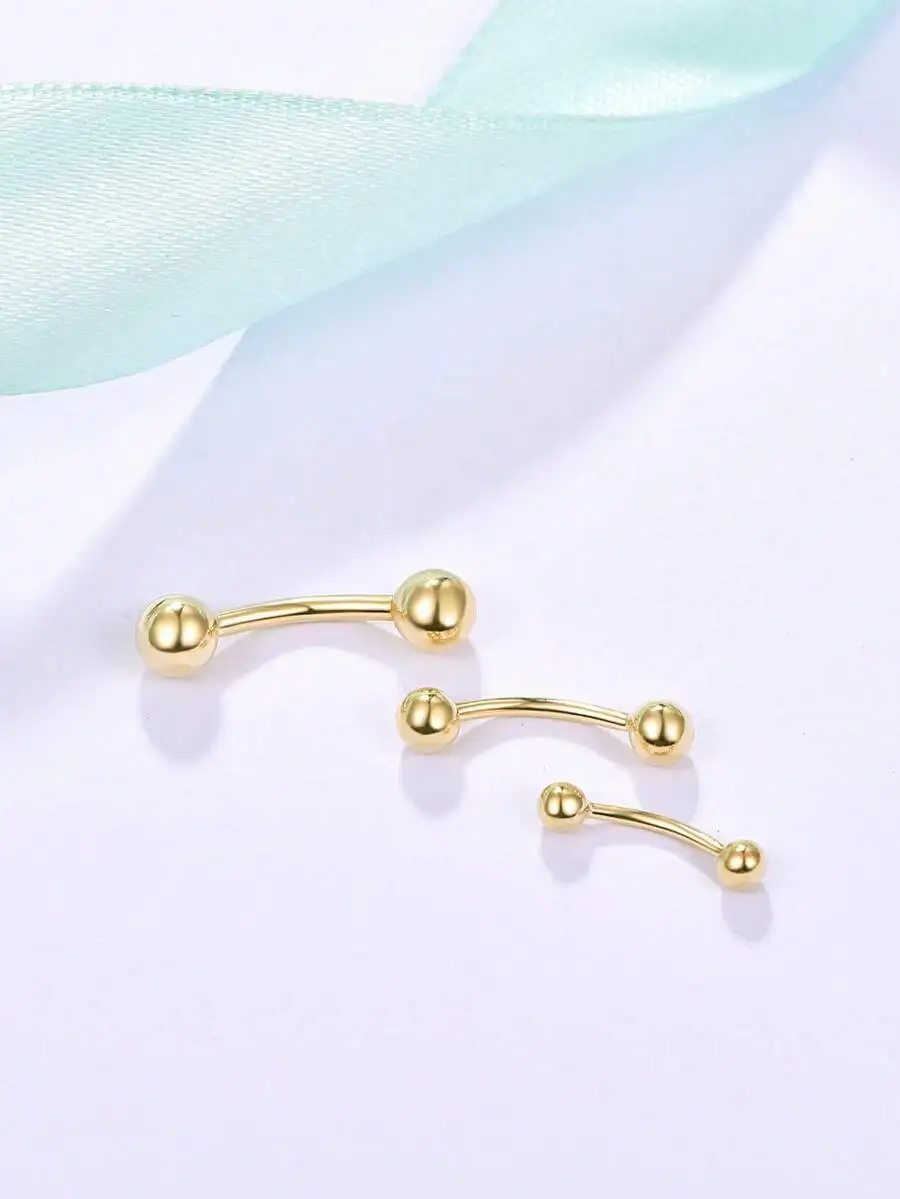 Polished Gold-Plated 925 Sterling Silver Curved Barbell With Spherical Beads For Navel Piercing Jewelry Women
Polished Gold-Plated 925 Sterling Silver Curved Barbell With Spherical Beads For Navel Piercing Jewelry Women