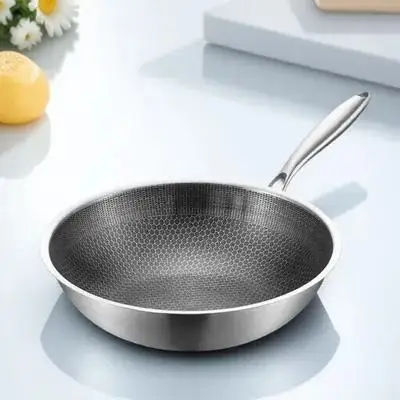 Stainless Steel Wok Honeycomb Grain Frying Pan Scratch Resistant Even Heat Distribution Non Stick Kitchen Cookware
Stainless Steel Wok Honeycomb Grain Frying Pan Scratch Resistant Even Heat Distribution Non Stick Kitchen Cookware