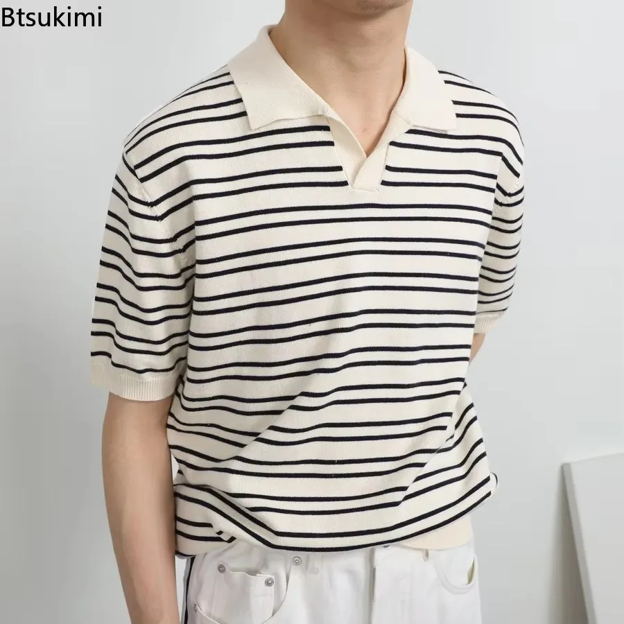 New 2025 Men's Summer Soft Ice Silk Striped Polo Shirt Fashion Short-sleeve Trendy Versatile Simple Business Office T-shirt Male
New 2025 Men's Summer Soft Ice Silk Striped Polo Shirt Fashion Short-sleeve Trendy Versatile Simple Business Office T-shirt Male