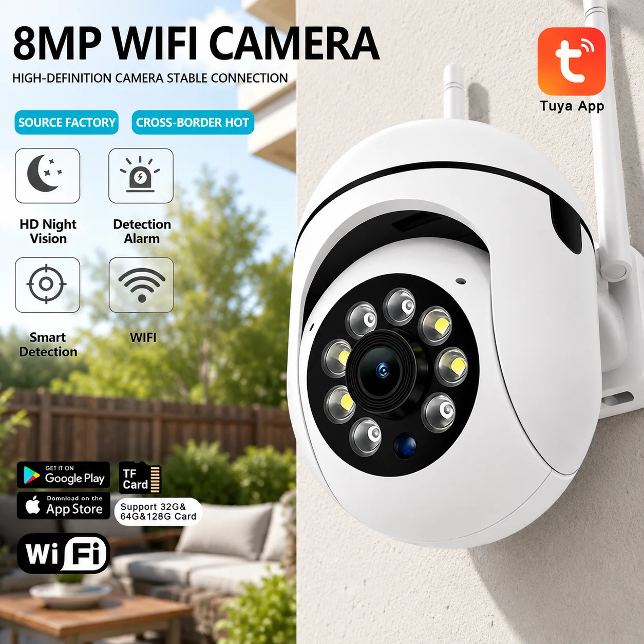 Dual Antenna 8MP 2.4G WiFi PTZ Security Camera Auto Track Alert TF Card Storage Home Surveillance Camera For Kids Elder Monitor
Dual Antenna 8MP 2.4G WiFi PTZ Security Camera Auto Track Alert TF Card Storage Home Surveillance Camera For Kids Elder Monitor