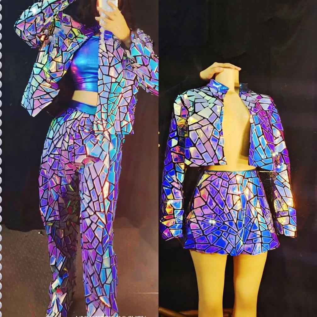 Purple Blue Laser Mirror Sequins Top Short Dress Women Singer Dancer Bar Nightclub Stage Wear Party Birthday Prom Show Costume
Purple Blue Laser Mirror Sequins Top Short Dress Women Singer Dancer Bar Nightclub Stage Wear Party Birthday Prom Show Costume