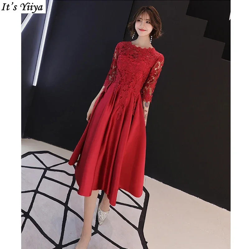 It's Yiiya Customized Evening Dress Wine Red O-Neck A-Line Half Sleeve Tea-length Plus Size Robe De Soiree Women Party Gowns
It's Yiiya Customized Evening Dress Wine Red O-Neck A-Line Half Sleeve Tea-length Plus Size Robe De Soiree Women Party Gowns
