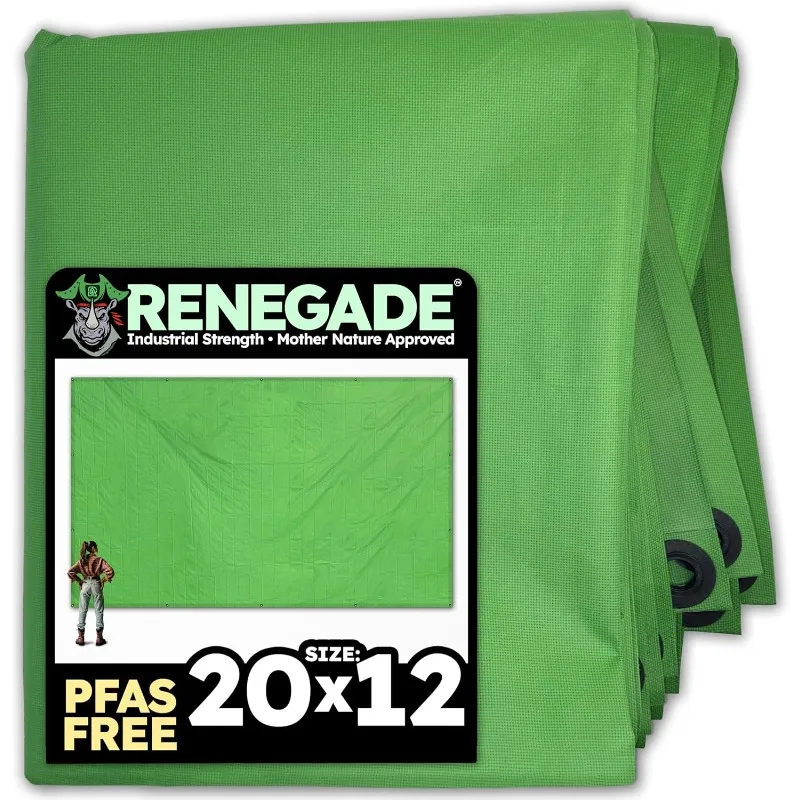 RENEGADE Industrial Strength Tarp 20’ x 12’ PFAS & PVC Free Rip, Tear, UV Waterproof Ultra Tough Weather Protective Co
RENEGADE Industrial Strength Tarp 20’ x 12’ PFAS & PVC Free Rip, Tear, UV Waterproof Ultra Tough Weather Protective Co